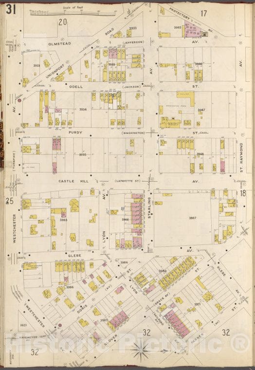 Historic Map - 1905 Bronx, New York (N.Y.), V. A, Plate No. 31 [Protectory Ave, Raymond Ave, Parker St, Westchester Ave.] - Vintage Wall Art