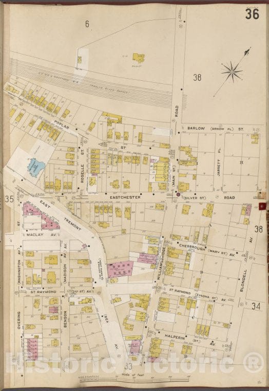 Historic 1905- Map - Bronx, V. A, Plate No. 36 [Map Bounded By Barlow St, Blondell Ave, Halperin Ave, Overing St.] - New York (N.Y.) - Vintage Wall Art