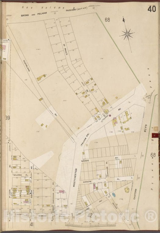 Historic Map - 1905 Bronx, New York (N.Y.), V. A, Plate No. 40 [Bronx And Pelham Parkway, Eastern Blvd, Morris Park Ave, Pilgrim Ave.] - Vintage Wall Art