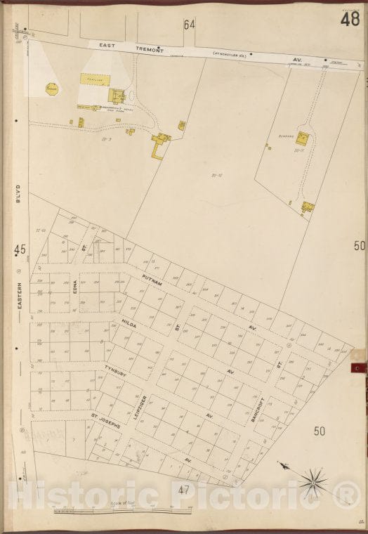 Historic Map - 1905 Bronx, New York (N.Y.), V. A, Plate No. 48 [East Tremont Ave, Bancroft St, St. Joseph'S Ave, Eastern Boulevard.] - Vintage Wall Art