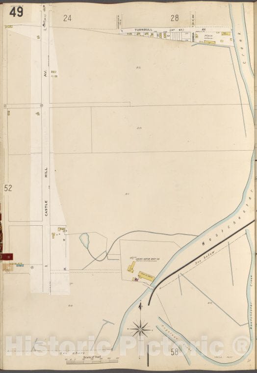Historic 1905- Map - Bronx, V. A, Plate No. 49 [Map Bounded By Turnbull Ave, Westchester Creek, Castle Hill Ave.] - New York (N.Y.) - Vintage Wall Art