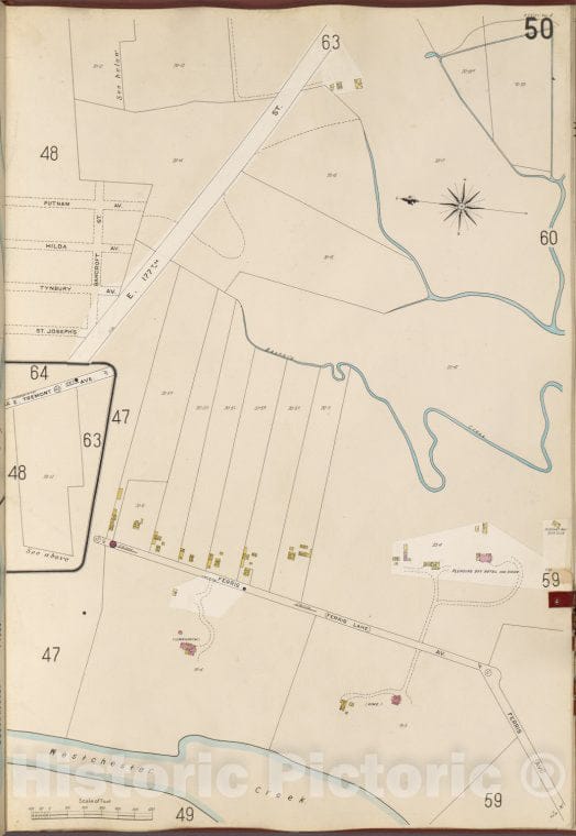 Historic 1905- Map - Bronx, V. A, Plate No. 50 [Map Bounded By E. 177Th St, Verris Ave, Westchester Creek.] - New York (N.Y.) - Vintage Wall Art