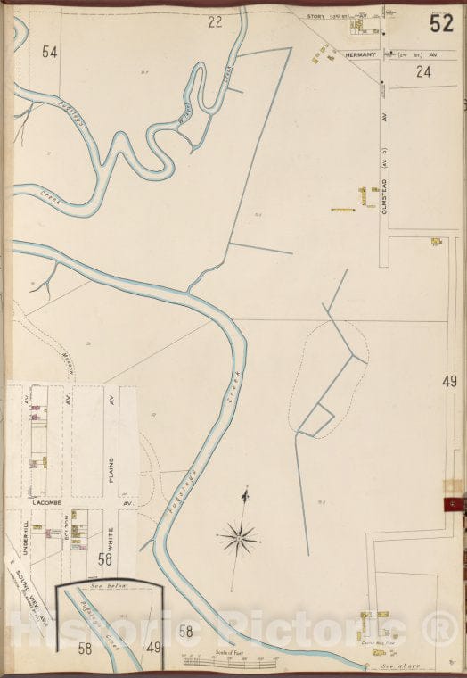 Historic 1905- Map - Bronx, V. A, Plate No. 52 [Map Bounded By Pugsley'S Creek, Olmstead Ave, Sound View Ave.] - New York (N.Y.) - Vintage Wall Art