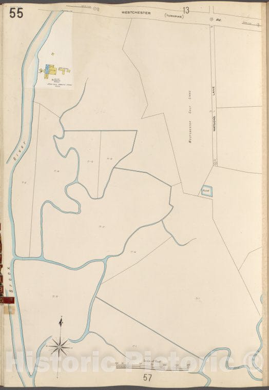 Historic 1905- Map - Bronx, V. A, Plate No. 55 [Map Bounded By Westchester Ave, Bronx River.] - New York (N.Y.) - Vintage Wall Art