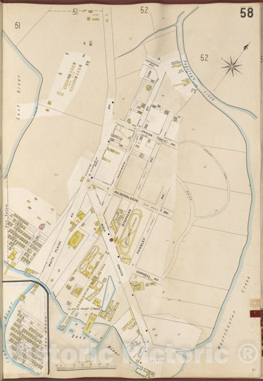 Historic 1905- Map - Bronx, V. A, Plate No. 58 [Map Bounded By Pugsley'S Creek, Westchester Creek, East River.] - New York (N.Y.) - Vintage Wall Art