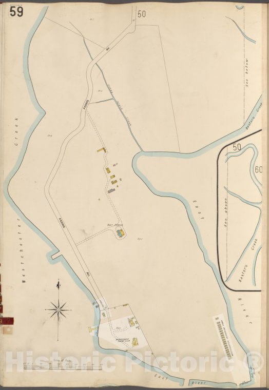 Historic 1905- Map - Bronx, V. A, Plate No. 59 [Map Bounded By East River, Westchester Creek.] - New York (N.Y.) - Vintage Wall Art