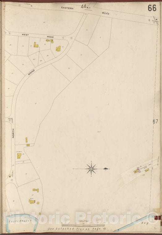 Historic 1905- Map - Bronx, V. A, Plate No. 66 [Map Bounded By Eastern Boulevard, Eastchester Bay, North Rd.] - New York (N.Y.) - Vintage Wall Art