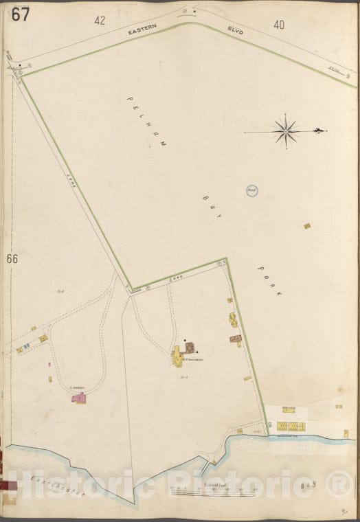 Historic 1905- Map - Bronx, V. A, Plate No. 67 [Map Bounded By Eastern Boulevard, Pelham Bay Park, Eastchester Bay.] - New York (N.Y.) - Vintage Wall Art