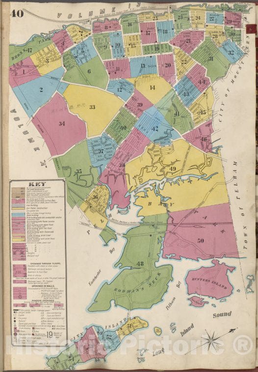 Historic 1905- Map - Key Plan Continued - New York (N.Y.)- - Vintage Wall Art