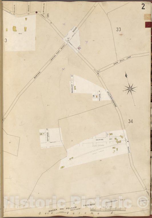 Historic 1905- Map - Bronx, V. B, Plate No. 2 [Map Bounded By Boston Rd, Williamsbridge Rd, Bronx And Pelham Parkway] - New York (N.Y.) - Vintage Wall Art