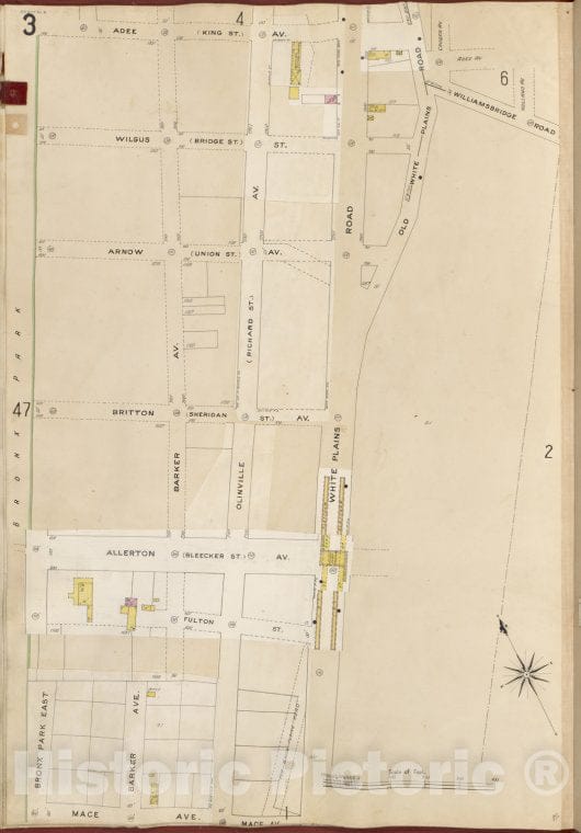 Historic 1905- Map - Bronx, V. B, Plate No. 3 [Map Bounded By Adee Ave, White Plains, Mace Ave, Bronx Park E.] - New York (N.Y.) - Vintage Wall Art