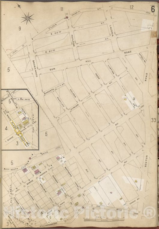 Historic Map - 1905 Bronx, New York (N.Y.),Tilden St, Boston Rd, Williamsbridge Rd, South Oak Drive - Vintage Wall Art