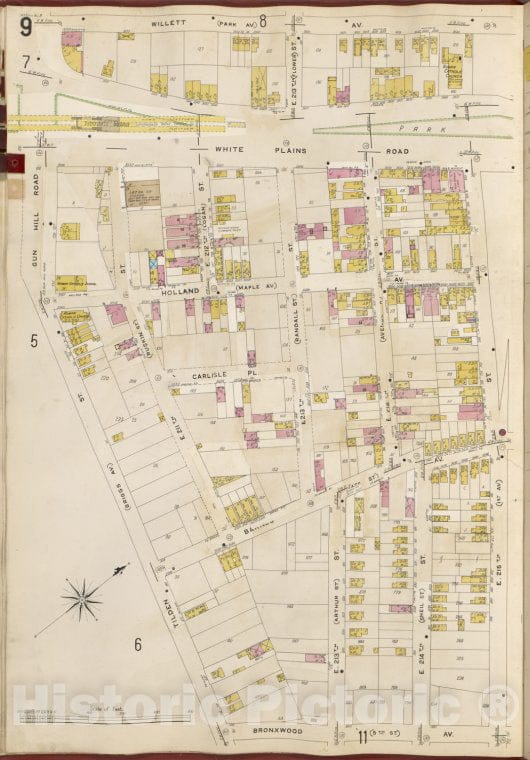 Historic 1905- Map - Bronx, V. B, Plate No. 9 [Map Bounded By Willett Ave, E. 215Th St, Bronxwood Ave, Tilden St.] - New York (N.Y.) - Vintage Wall Art