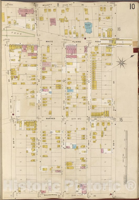 Historic Map - 1905 Bronx, New York (N.Y.), Willett Ave, E. 219Th St, Bronxwood Ave, E. 215Th St. - Vintage Wall Art
