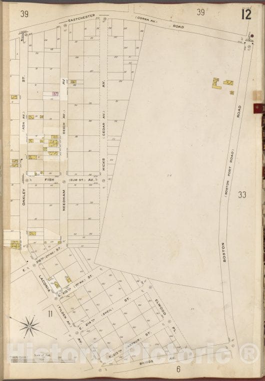 Historic 1905- Map - Bronx, V. B, Plate No. 12 [Map Bounded By Eastchester Rd, Boston Rd, Briggs Ave, Oakley St.] - New York (N.Y.) - Vintage Wall Art