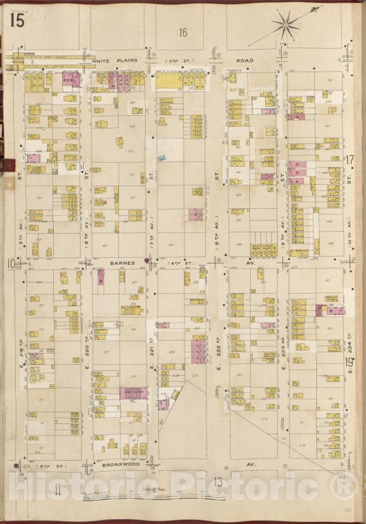 Historic Map - 1905 Bronx, New York (N.Y.), V. B, Plate No. 15 [White Plains Rd, E. 224Th St, Bronxwood Ave, E. 219Th St.] - Vintage Wall Art