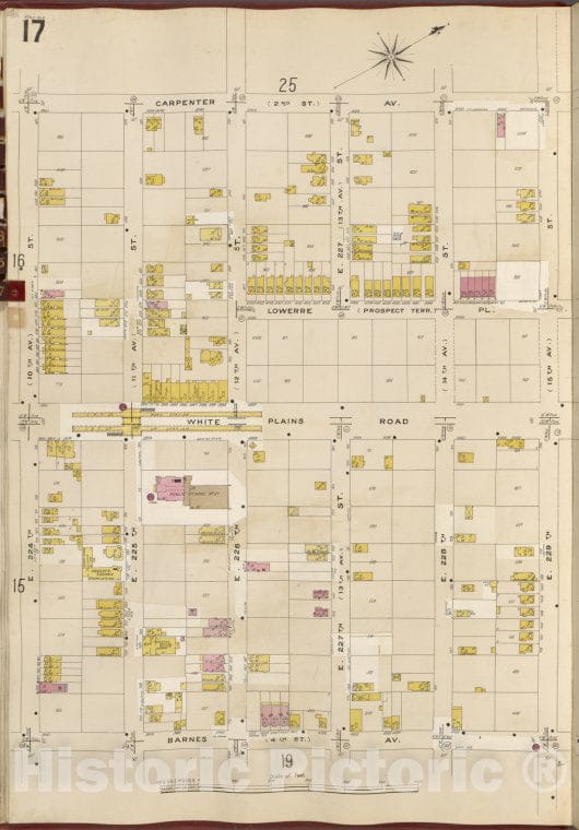 Historic 1905- Map - Bronx, V. B, Plate No. 17 [Map Bounded By Carpenter Ave, E. 229Th St, Barnes Ave, E. 224Th St.] - New York (N.Y.) - Vintage Wall Art