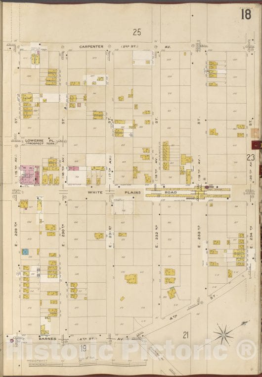 Historic 1905- Map - Bronx, V. B, Plate No. 18 [Map Bounded By Carpenter Ave, E. 234Th St, Barnes Ave, E. 229Th St.] - New York (N.Y.) - Vintage Wall Art