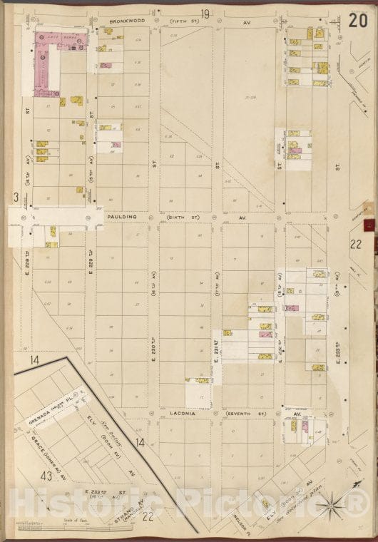 Historic 1905- Map - Bronx, V. B, Plate No. 20 [Map Bounded By Bronxwood Ave, E. 233Rd St, Ely Ave, E. 228Th St.] - New York (N.Y.) - Vintage Wall Art