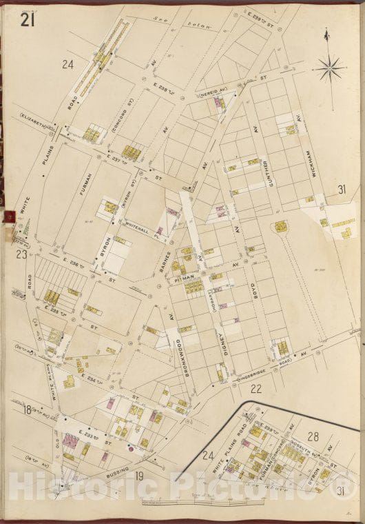 Historic Map - 1905 Bronx, New York (N.Y.),E. 239Th St, Wickham Ave, Bussing Ave, White Plains Rd. - Vintage Wall Art