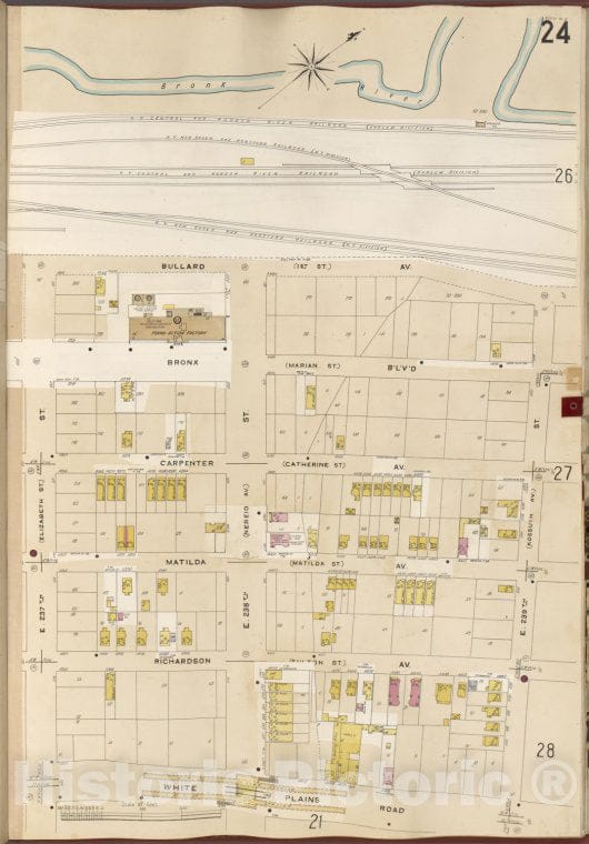 Historic Map - 1905 Bronx, New York (N.Y.),Bronx River, E. 239Th St, White Plains Rd, E. 237Th St. - Vintage Wall Art