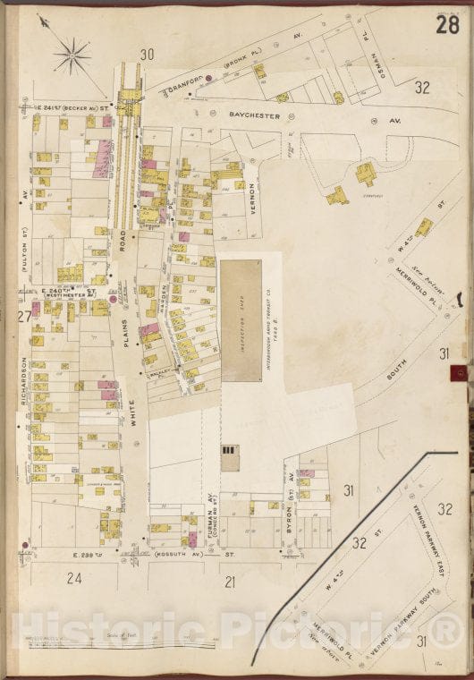 Historic Map - 1905 Bronx, New York (N.Y.), Cranford Ave, W. 4Th St, E. 239Th St, Richardson Ave. - Vintage Wall Art