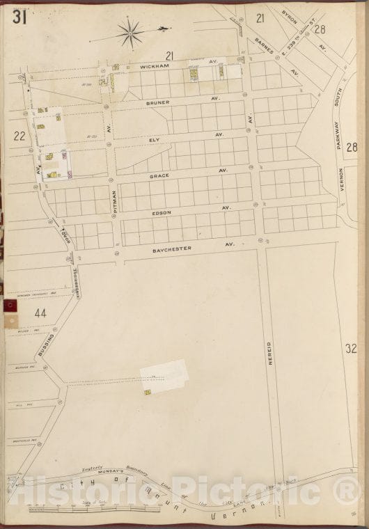 Historic Map - 1905 Bronx, New York (N.Y.), V. B, Plate No. 31 [Wicknam Ave, E. 239Th St, Vernon Parkway South, Munday'S Lane, Bussing Ave.] - Vintage Wall Art