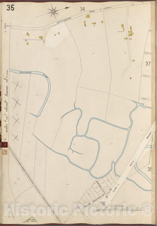 Historic 1905- Map - Bronx, V. B, Plate No. 35 [Map Bounded By Eastchester Rd, Gun Hill Rd, Bronx And Pelham Parkway] - New York (N.Y.) - Vintage Wall Art