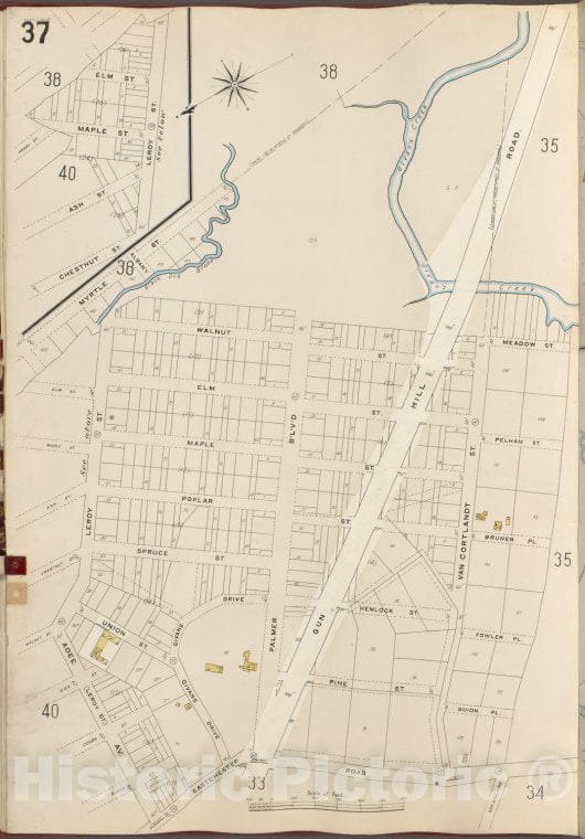 Historic 1905- Map - Bronx, V. B, Plate No. 37 [Map Bounded By Myrtle St, Eastchester Rd, Adee Ave, Leroy St.] - New York (N.Y.) - Vintage Wall Art