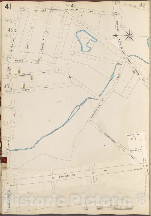 Historic 1905- Map - Bronx, V. B, Plate No. 41 [Map Bounded By Dyre Ave, Boston Rd, Baychester Ave, E. 233Rd St.] - New York (N.Y.) - Vintage Wall Art