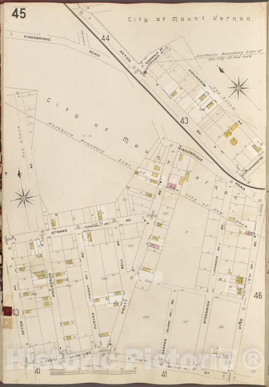 Historic 1905- Map - Bronx, V. B, Plate No. 45 [Map Bounded By Kingsbridge Rd, Dyre Ave, E. 233Rd St, Seton Ave.] - New York (N.Y.) - Vintage Wall Art