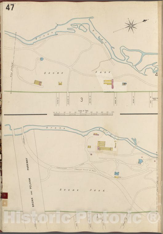 Historic 1905- Map - Bronx, V. B, Plate No. 47 [Map Bounded By Bronx River, Bronx Park] - New York (N.Y.) - Vintage Wall Art