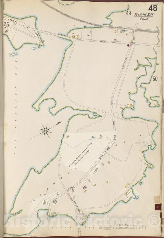 Historic 1905- Map - Bronx, V. B, Plate No. 48 [Map Bounded By Eastchester Bay, City Island Rd, Pelham Bay] - New York (N.Y.) - Vintage Wall Art