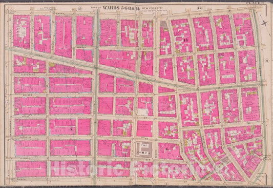 Historic Map - 1893 New York (N.Y.), Plate 8 [Grand St, Bowery, Worth St, W. Broadway, S. 5Th Ave.] - Vintage Wall Art