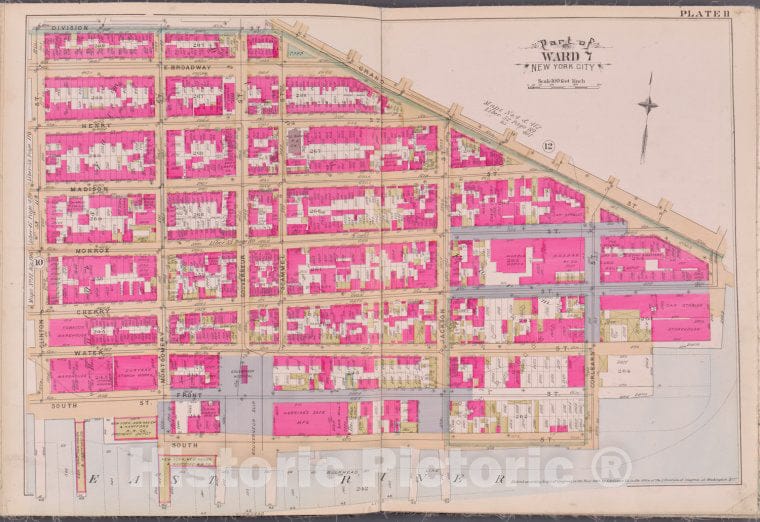 Historic Map - 1893 New York (N.Y.), Plate 11 [Grand St, East River, Clinton St, Division St.] - Vintage Wall Art