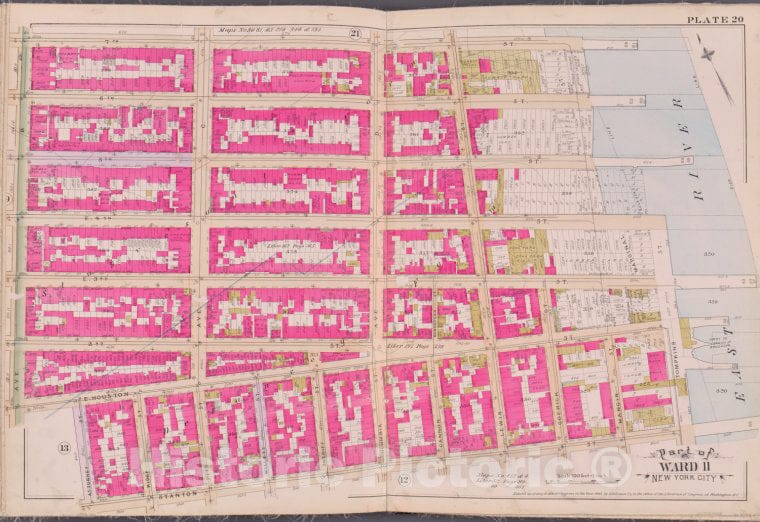 Historic Map - 1893 New York (N.Y.), Plate 20 [7Th St, East River, Stanton St, Ave. B] - Vintage Wall Art