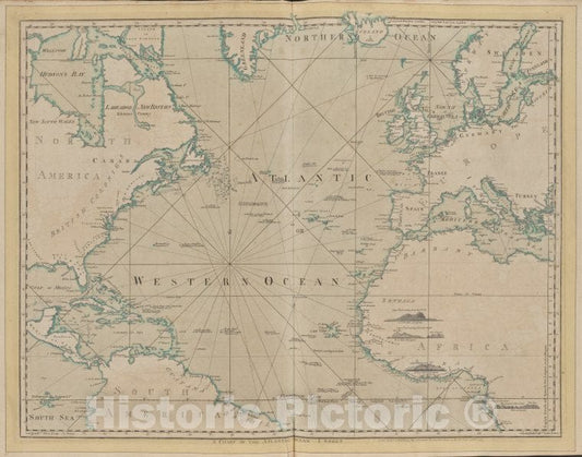 Historic 1775 Map - The Atlantic Or Western Ocean. - West Indies - Compendious Description Of The West-Indies - Vintage Wall Art