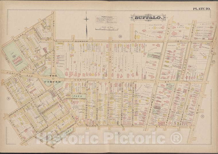 Historic Map - 1891 Buffalo,New York (N.Y.) Plate No. 10 [ Bounded By Summer St, Main St, Allen St, West Ave.] - Vintage Wall Art