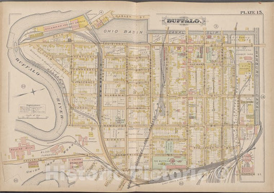 Historic Map - 1891 Buffalo,New York (N.Y.) Plate No. 15 [ Bounded By Wabash St, Hamburg Canal, Katharine St, Buffalo River] - Vintage Wall Art