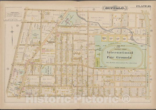 Historic Map - 1891 Buffalo,New York (N.Y.) Plate No. 18 [ Bounded By Oelevan Ave, Humbolt Parkway, Utica St, Linwood Ave.] - Vintage Wall Art