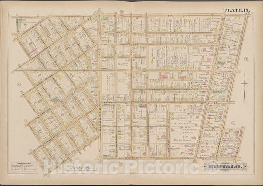 Historic Map - 1891 Buffalo,New York (N.Y.) Plate No. 19 [ Bounded By Ferry St, Mainst, Summer St, Grant St.] - Vintage Wall Art