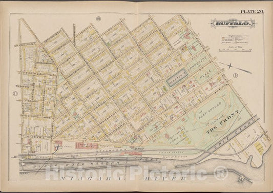 Historic Map - 1891 Buffalo,New York (N.Y.) Plate No. 20 [ Bounded By Porter Ave, Niagara River, Ferry St.] - Vintage Wall Art