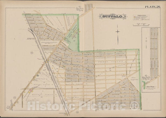 Historic Map - 1891 Buffalo,New York (N.Y.) Plate No. 26 [ Bounded By Eggert St, Main St, Kenmore Ave.] - Vintage Wall Art