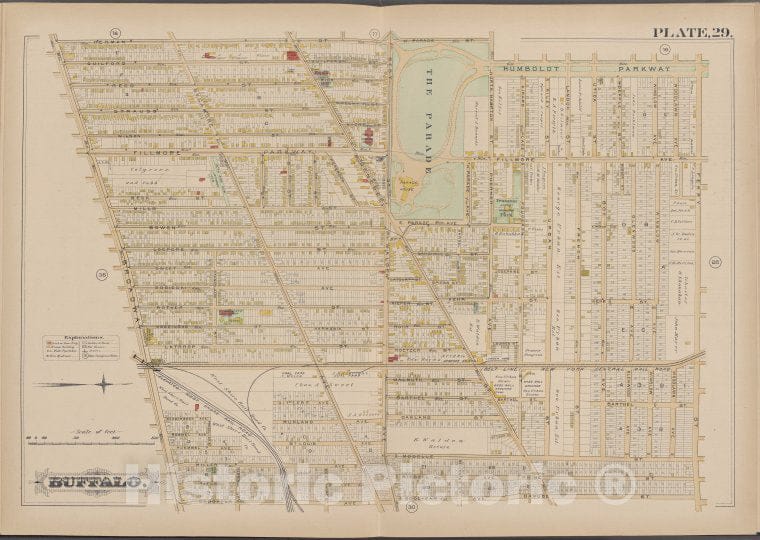 Historic Map - 1891 Buffalo,New York (N.Y.) Plate No. 29 [ Bounded By Herman St, Ferry St, Goodyear Ave, Broadway] - Vintage Wall Art