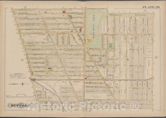 Historic Map - 1891 Buffalo,New York (N.Y.) Plate No. 29 [ Bounded By Herman St, Ferry St, Goodyear Ave, Broadway] - Vintage Wall Art