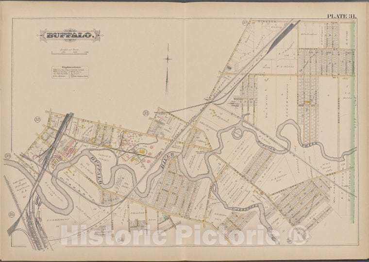 Historic Map - 1891 Buffalo,New York (N.Y.) Plate No. 31 [ Bounded By Dingens Ave, S. Ogden St, Smith St.] - Vintage Wall Art