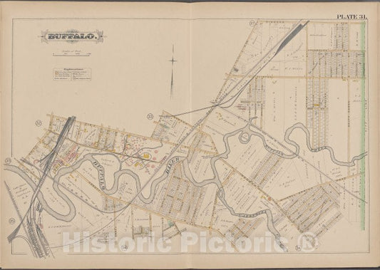 Historic Map - 1891 Buffalo,New York (N.Y.) Plate No. 31 [ Bounded By Dingens Ave, S. Ogden St, Smith St.] - Vintage Wall Art