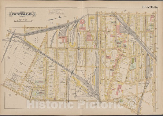 Historic Map - 1891 Buffalo,New York (N.Y.) Plate No. 32 [ Bounded By Jefferson St, Eagle St, Fillmore Ave, Smith St, Sandusky St.] - Vintage Wall Art