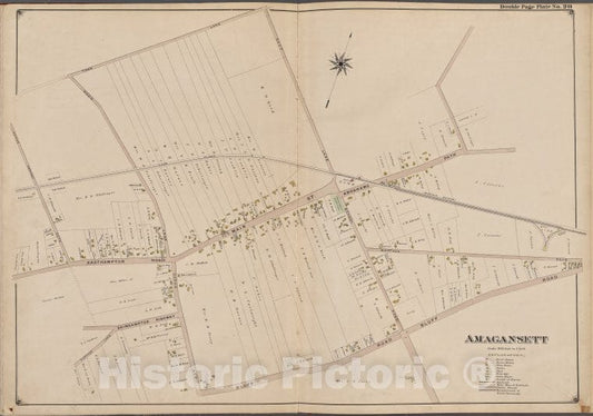 Historic Map - 1902 Suffolk County, New York (N.Y.), Suffolk County, V. 1, Double Page Plate No. 28 [Town Lane, Bluff Rd, Hands Path] - Vintage Wall Art