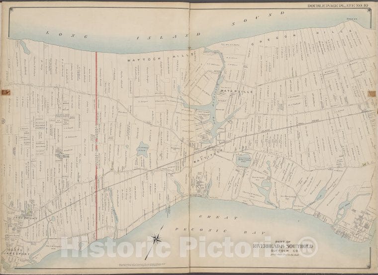 Historic 1902 Map - Suffolk County, V. 2, Double Page Plate No. 10 [Map Bounded By L - Suffolk County (N.Y. - Vintage Wall Art